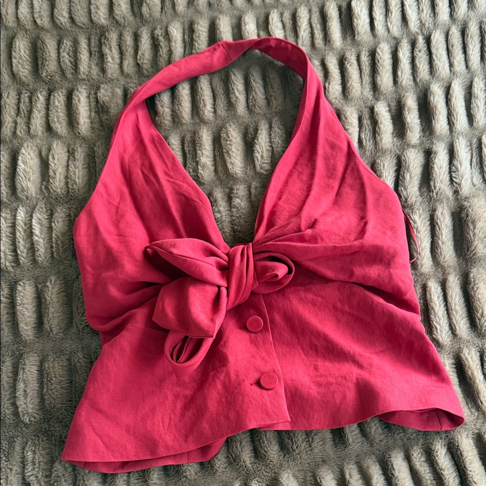 Zara Elegant Red Halter Top